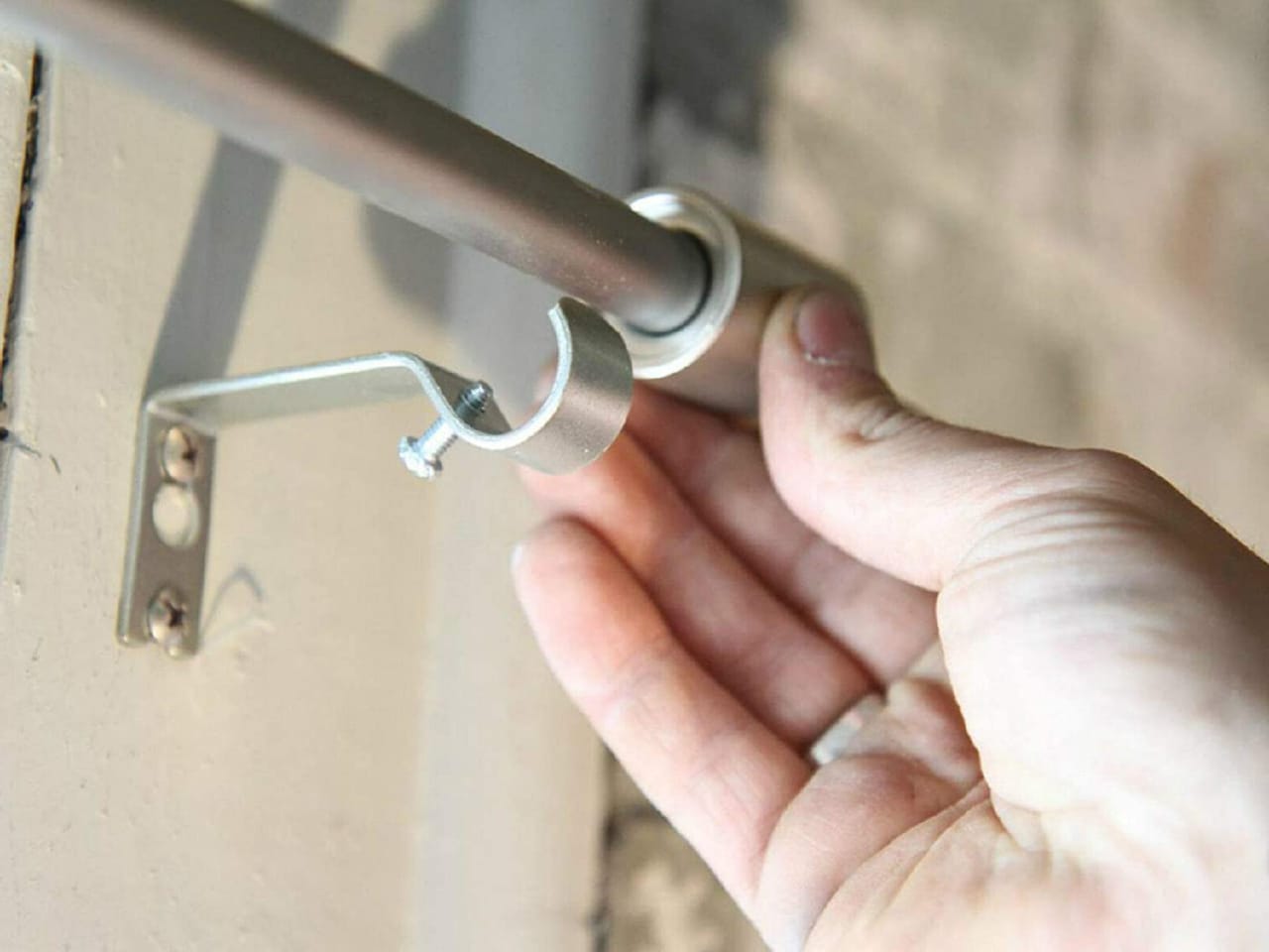 How To Hang Curtain Rods On Plaster Walls Awning Tent
